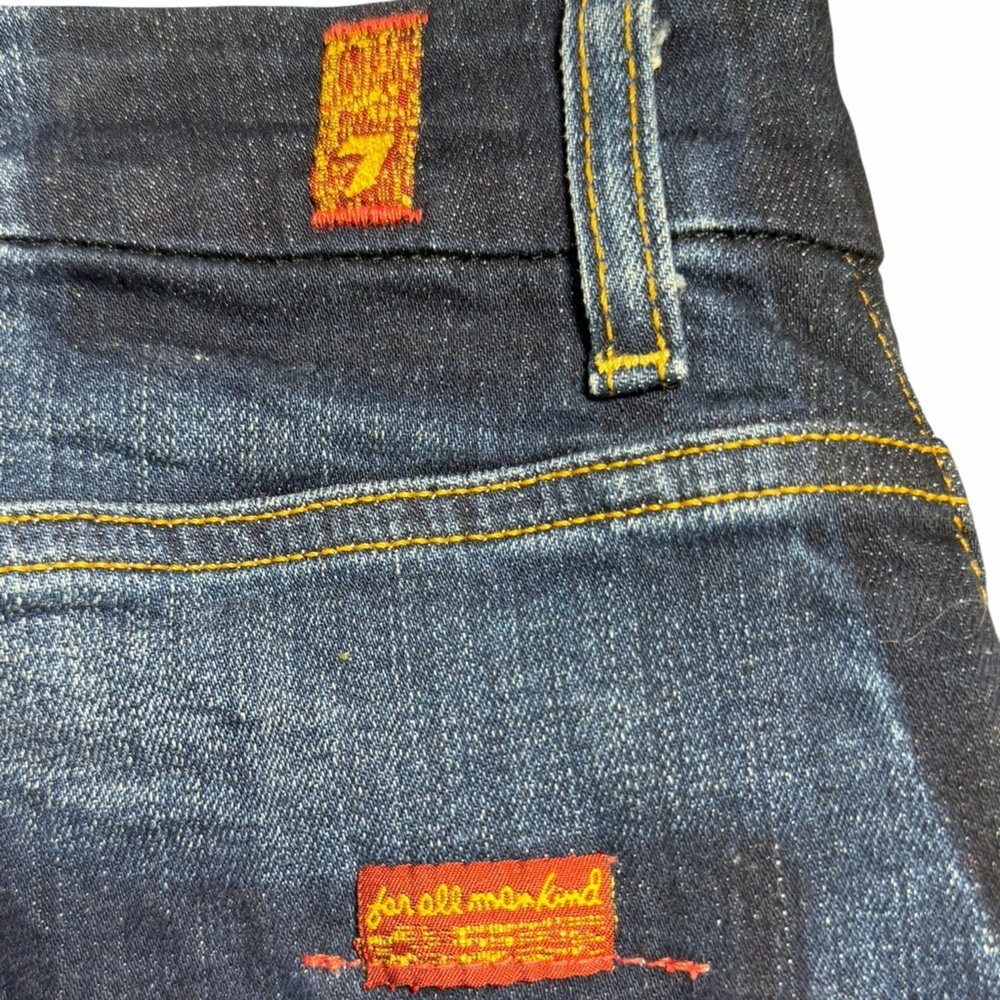7 FOR ALL MANKIND denim frayed hem santa cruz mini skirt in blue size 25 - Picture 5 of 7